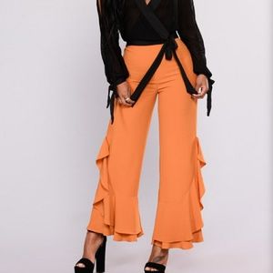 Fashion Nova Emeralda Chiffon Ruffle Pants